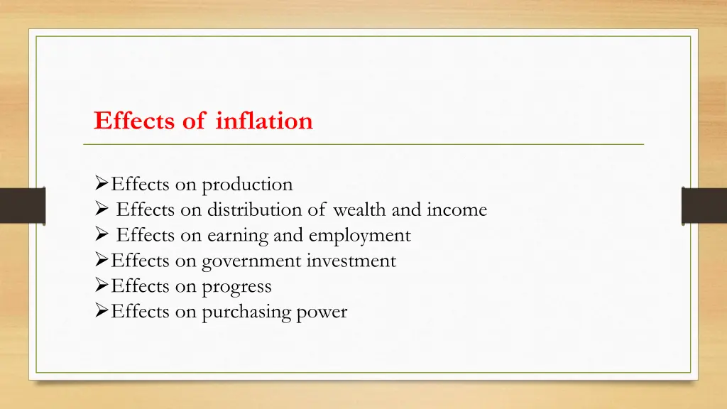 effects of inflation