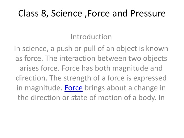 class 8 science force and pressure