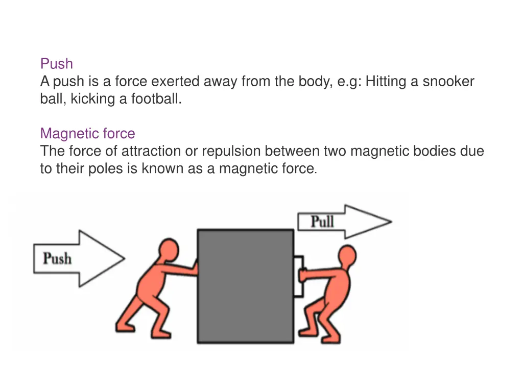 push a push is a force exerted away from the body