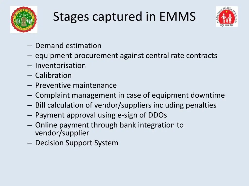 stages captured in emms