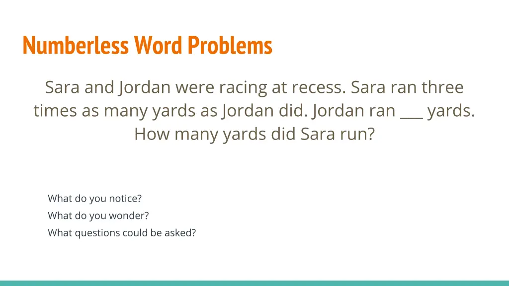 numberless word problems 1