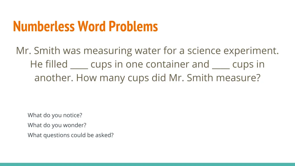 numberless word problems