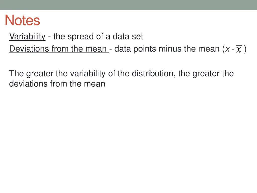 notes variability the spread of a data