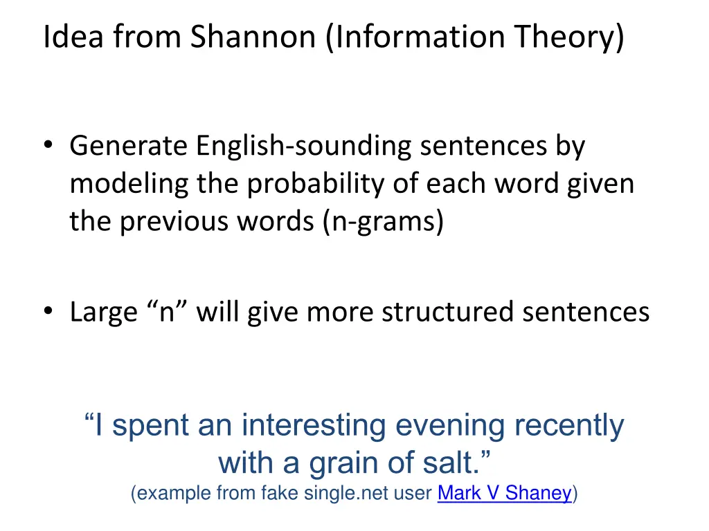 idea from shannon information theory