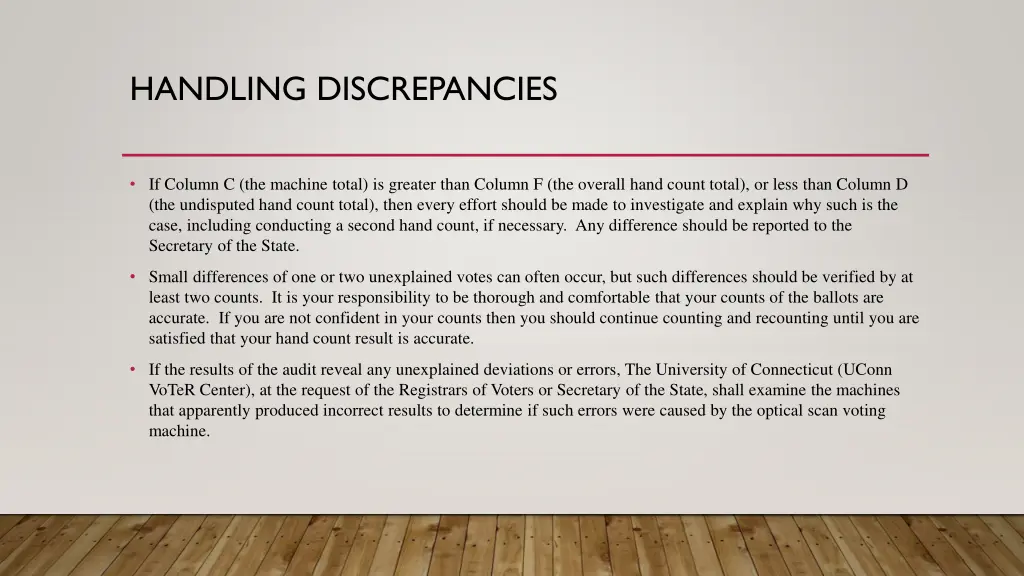 handling discrepancies