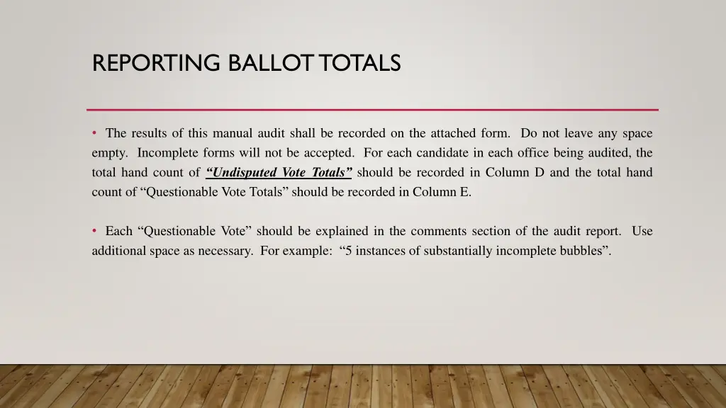 reporting ballot totals