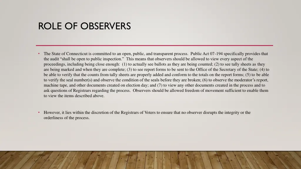 role of observers