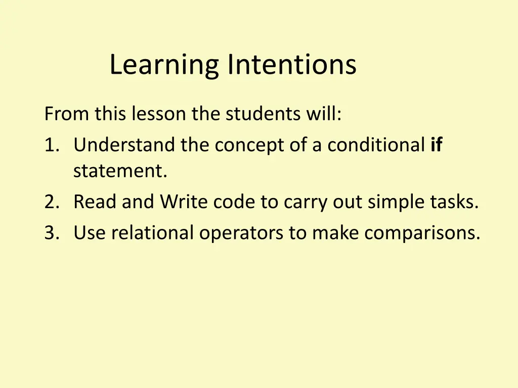 learning intentions