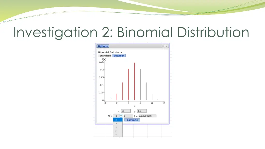 investigation 2 binomial distribution