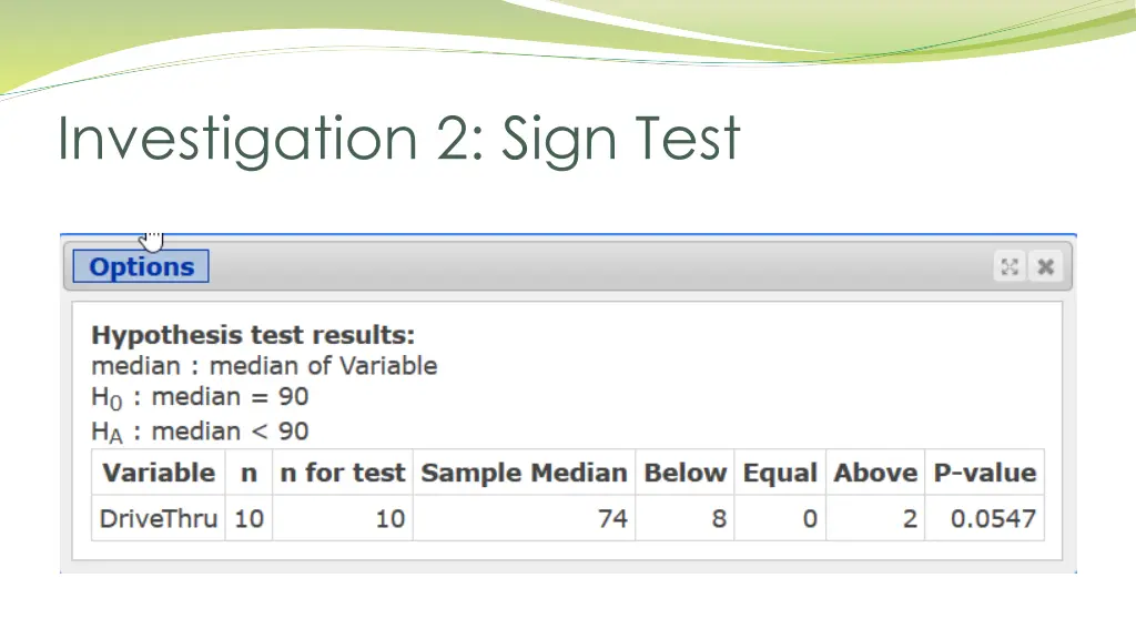 investigation 2 sign test 1