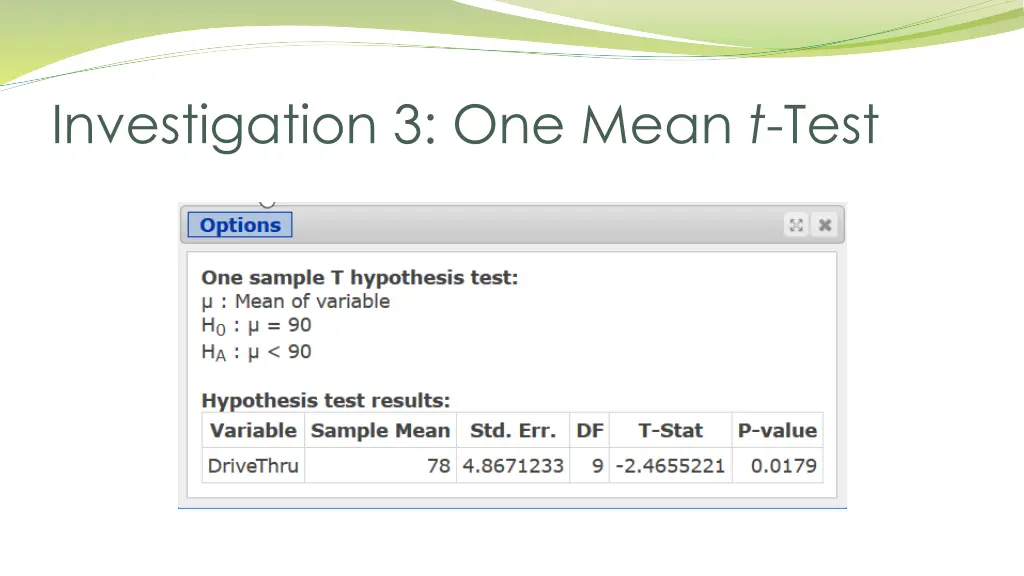 investigation 3 one mean t test 1