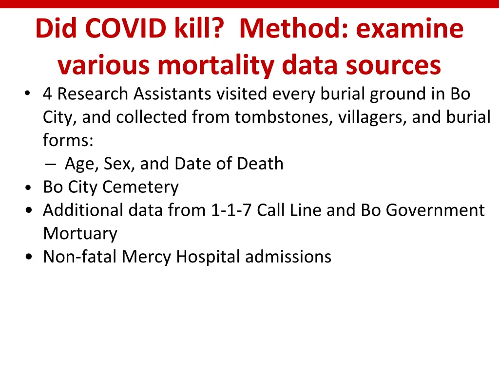 did covid kill method examine various mortality