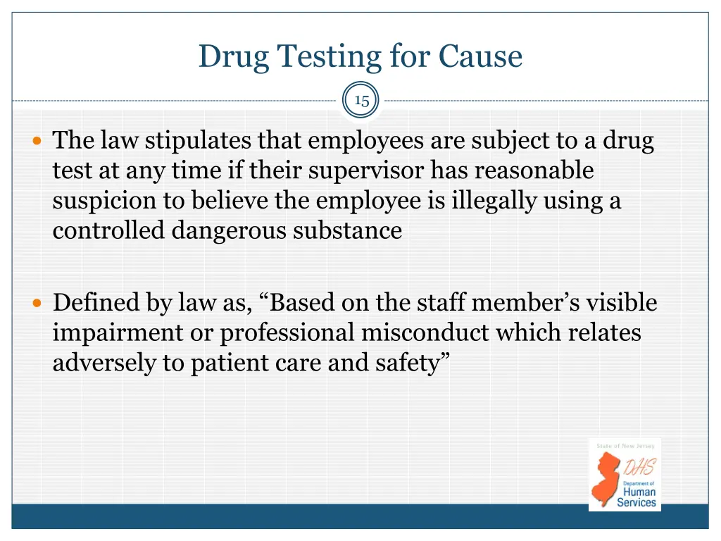 drug testing for cause