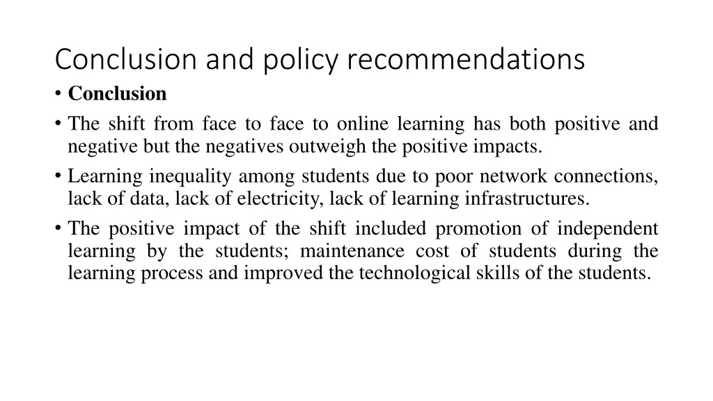 conclusion and policy recommendations conclusion