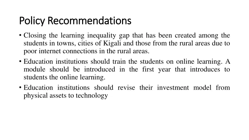 policy recommendations policy recommendations