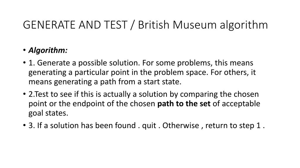 generate and test british museum algorithm