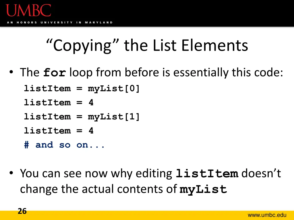 copying the list elements