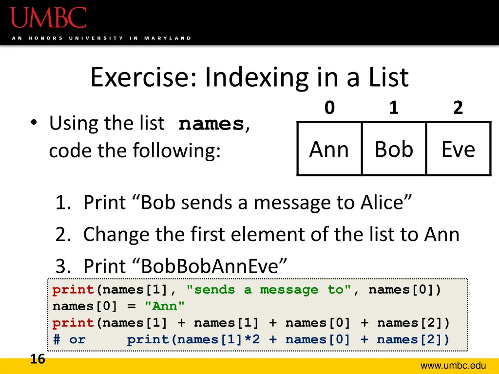 exercise indexing in a list 1