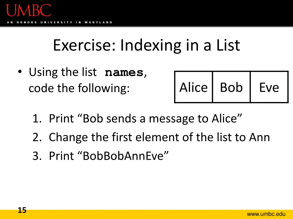 exercise indexing in a list