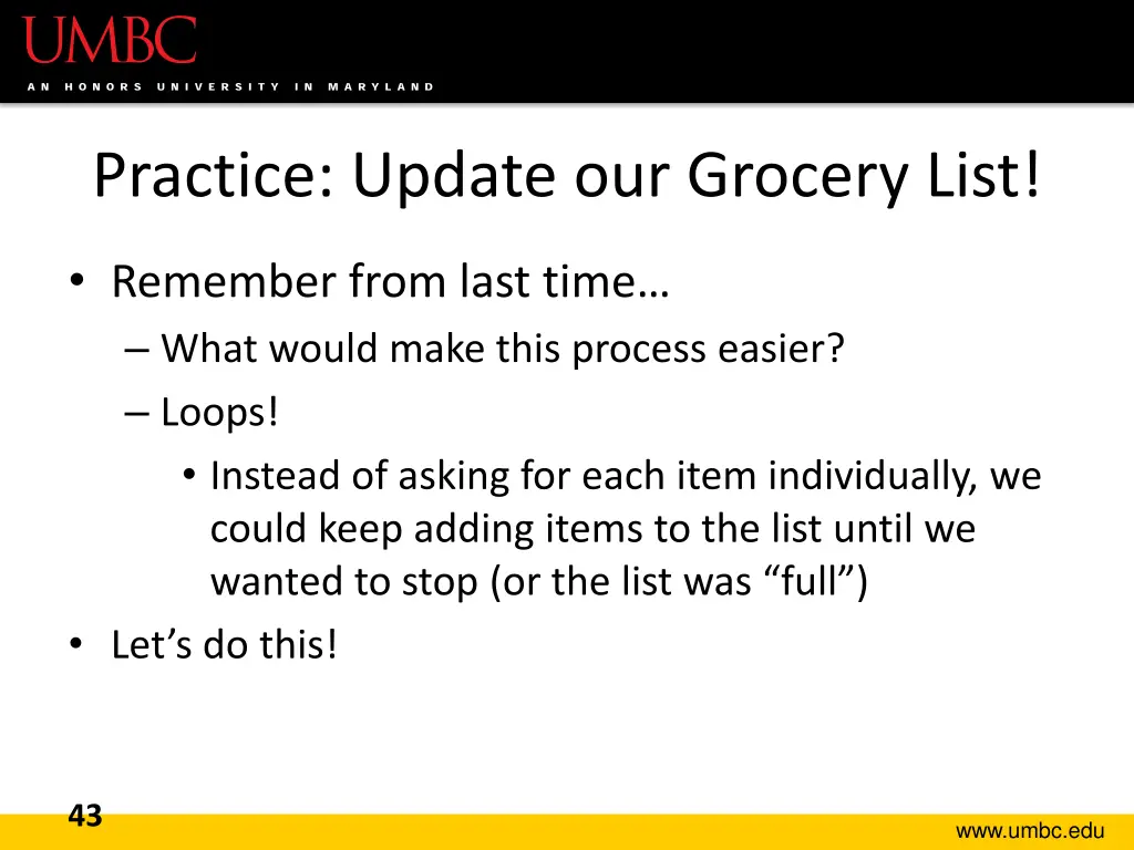 practice update our grocery list