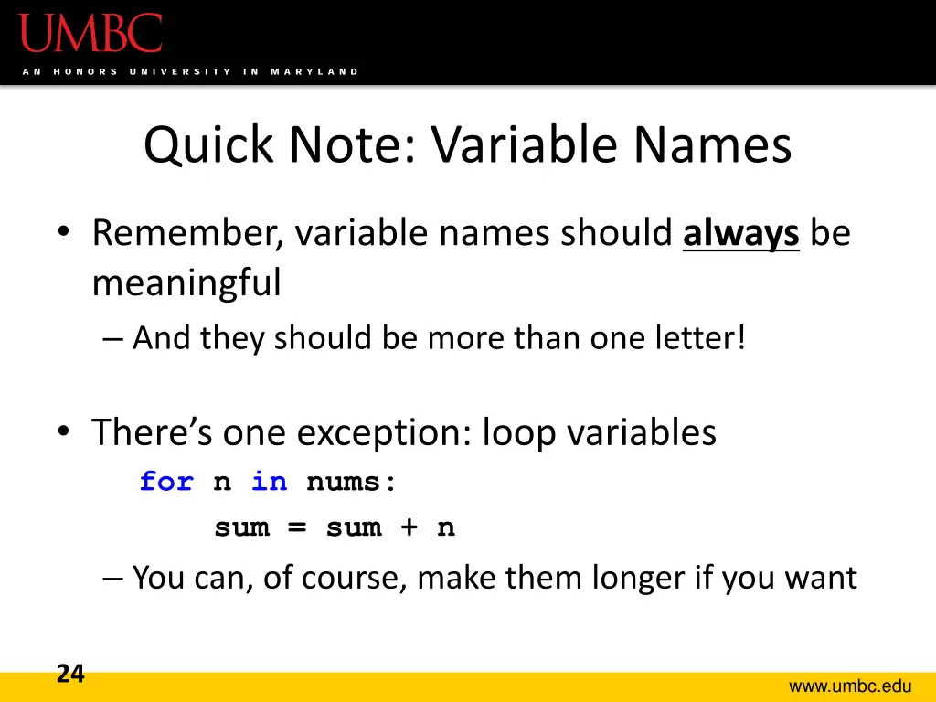 quick note variable names