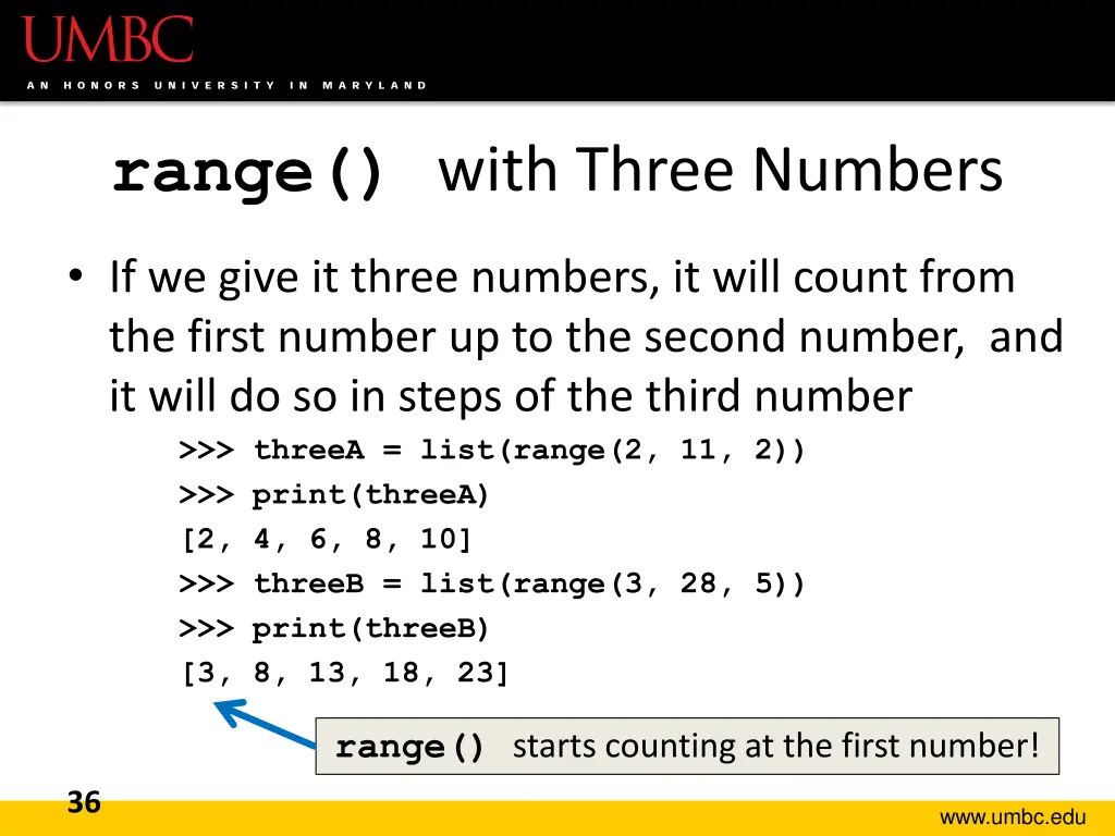 range with three numbers