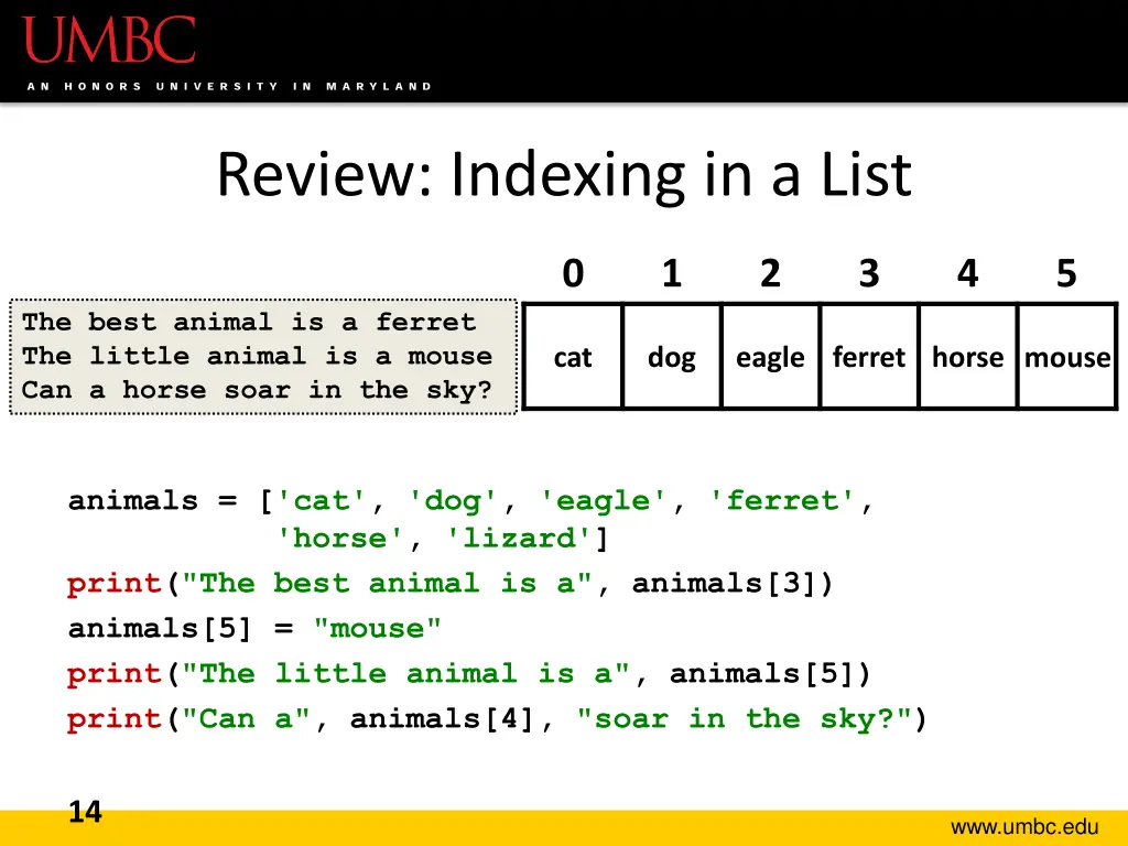 review indexing in a list 1