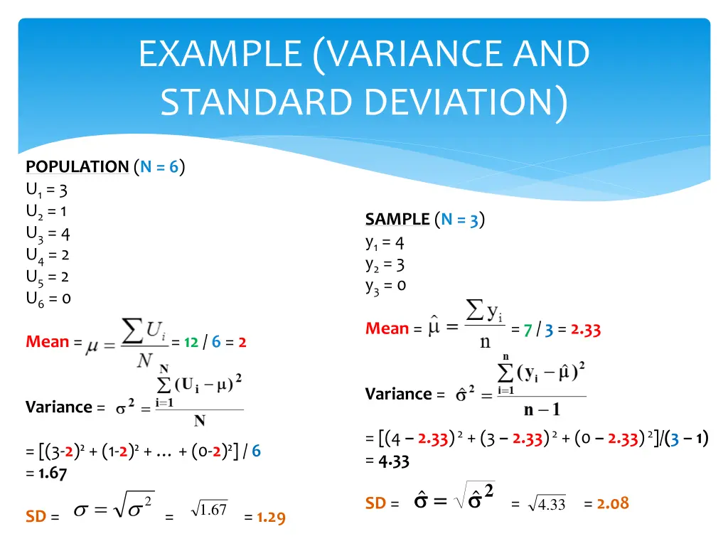 example variance and standard deviation