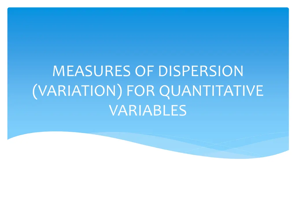 measures of dispersion variation for quantitative