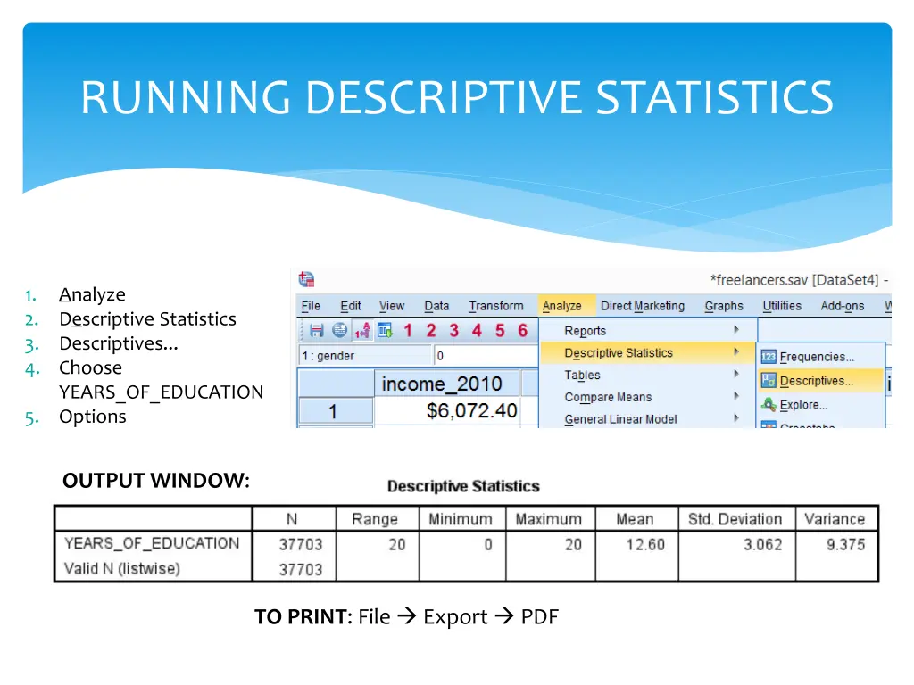 running descriptive statistics