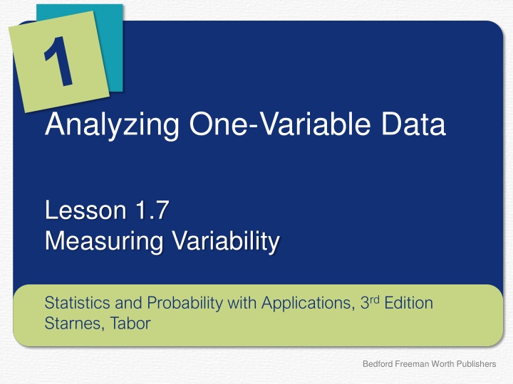 analyzing one variable data