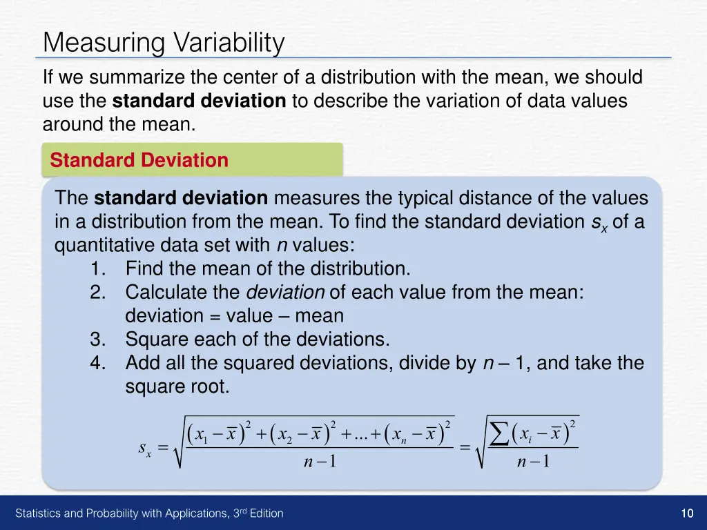 measuring variability if we summarize the center