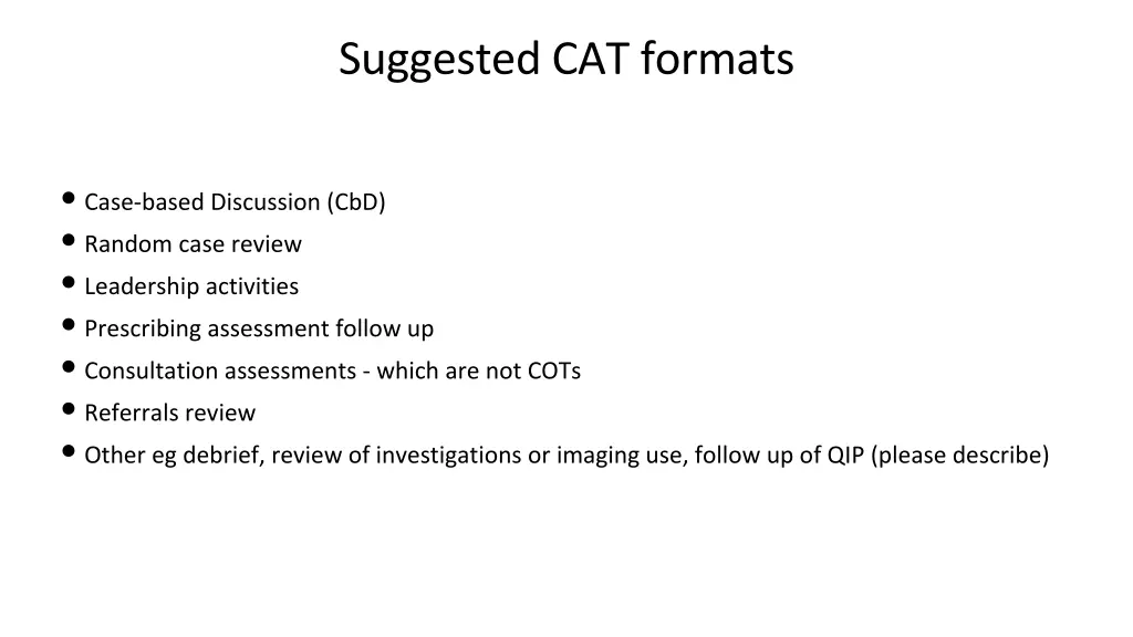 suggested cat formats