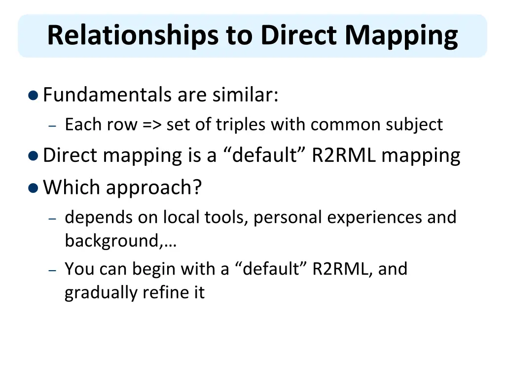 relationships to direct mapping