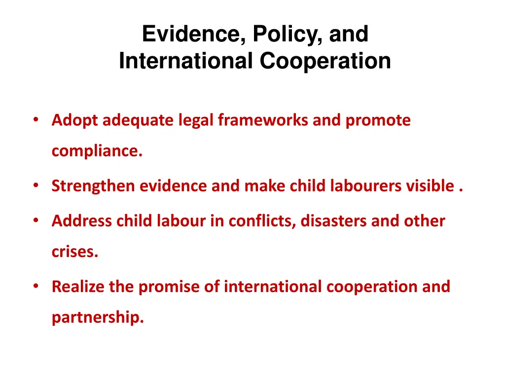 evidence policy and international cooperation