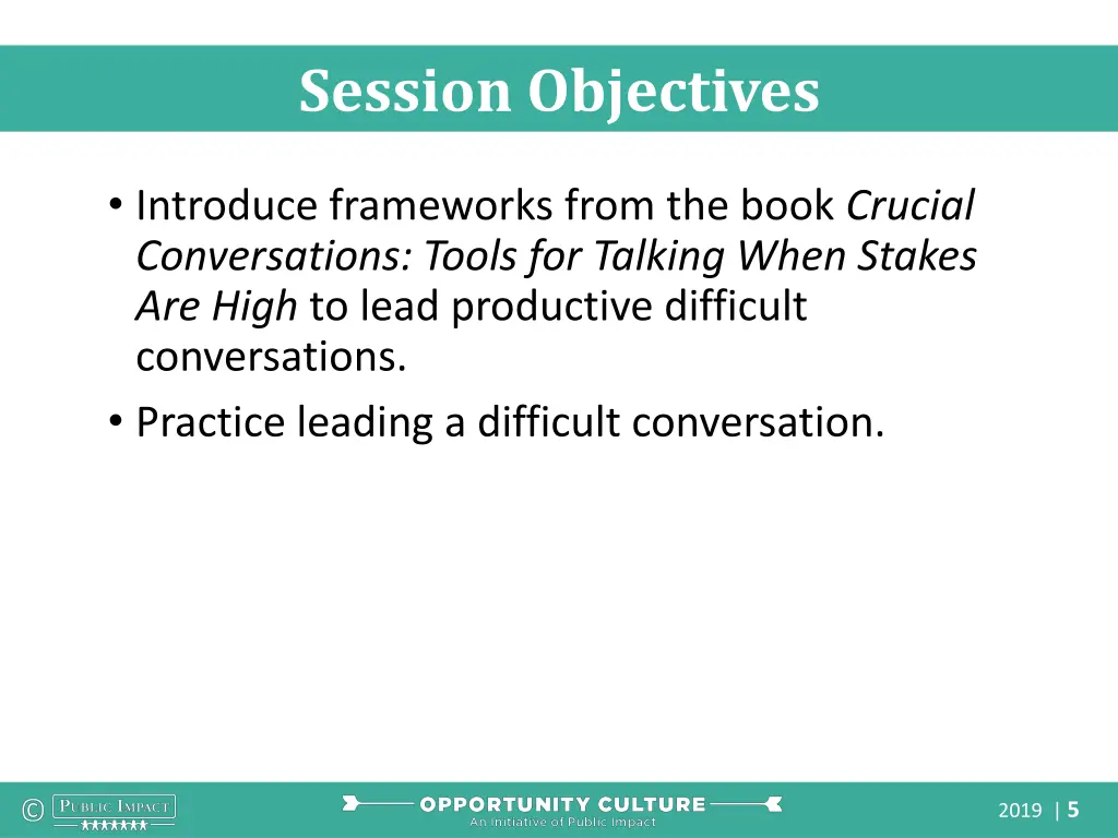 session objectives