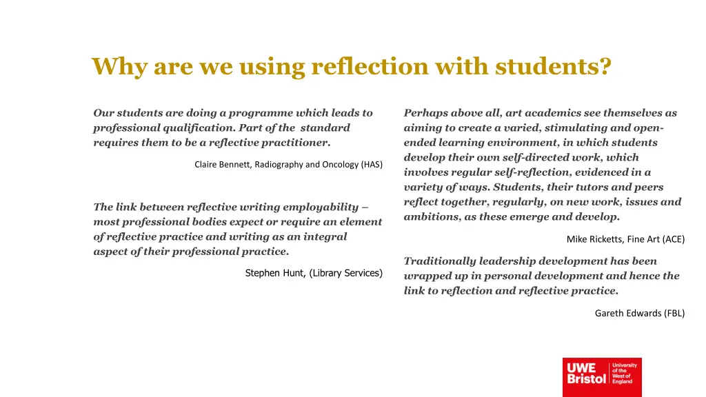 why are we using reflection with students