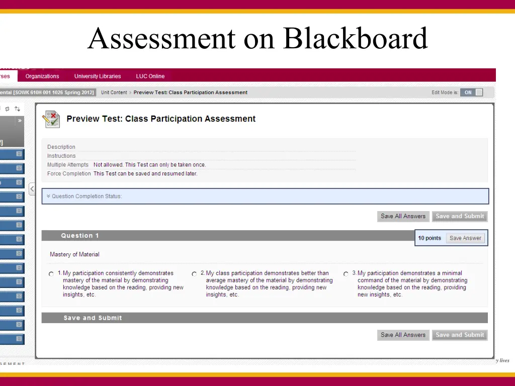 assessment on blackboard