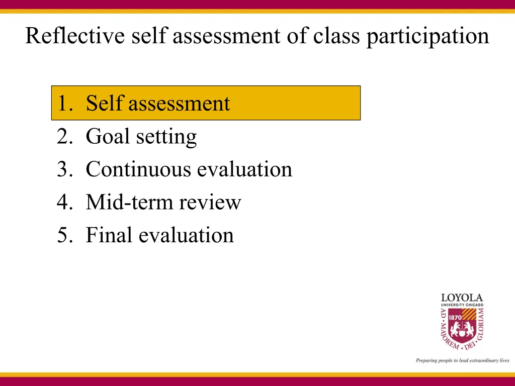 reflective self assessment of class participation 1