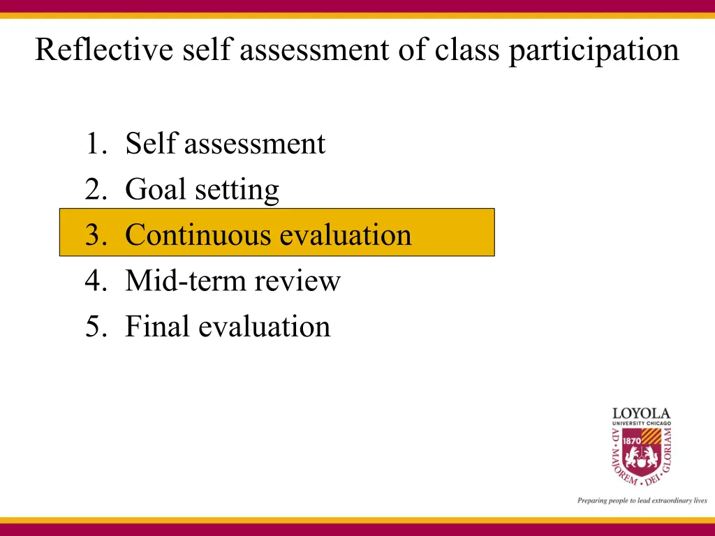 reflective self assessment of class participation 3