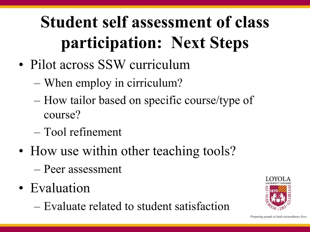 student self assessment of class participation