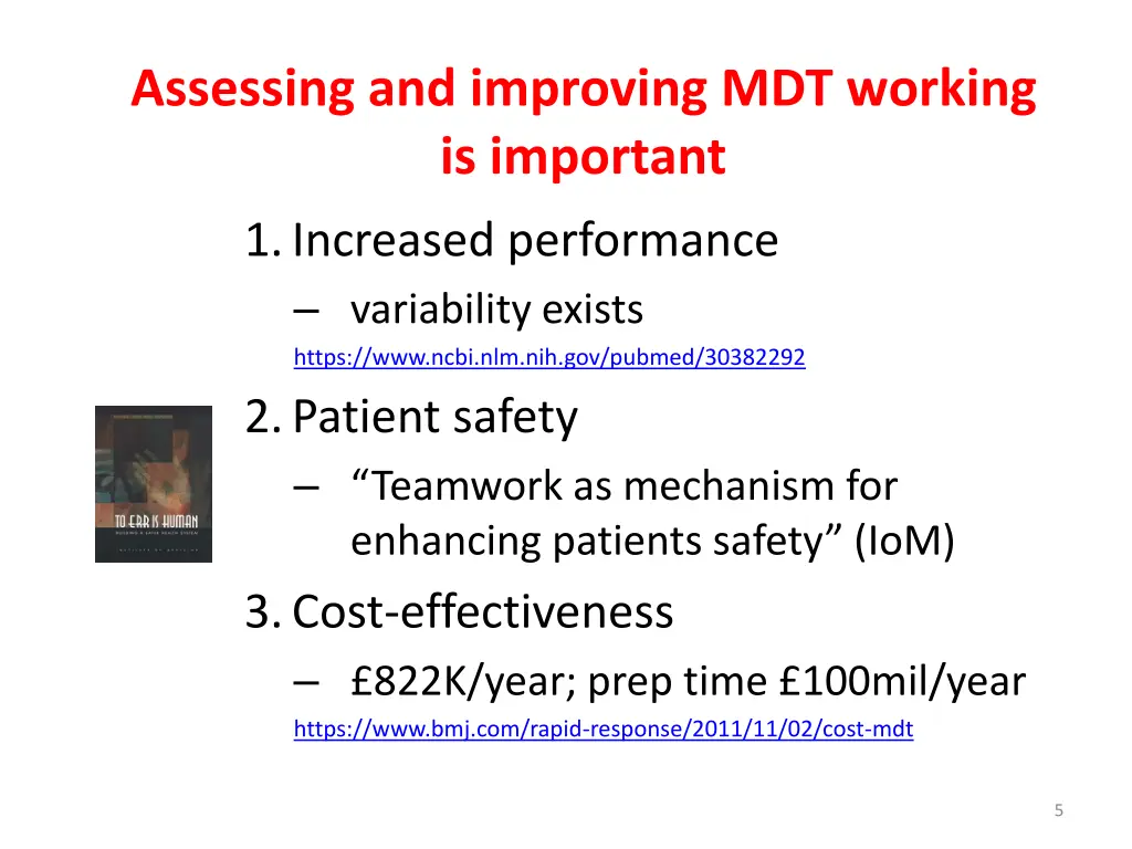 assessing and improving mdt working is important