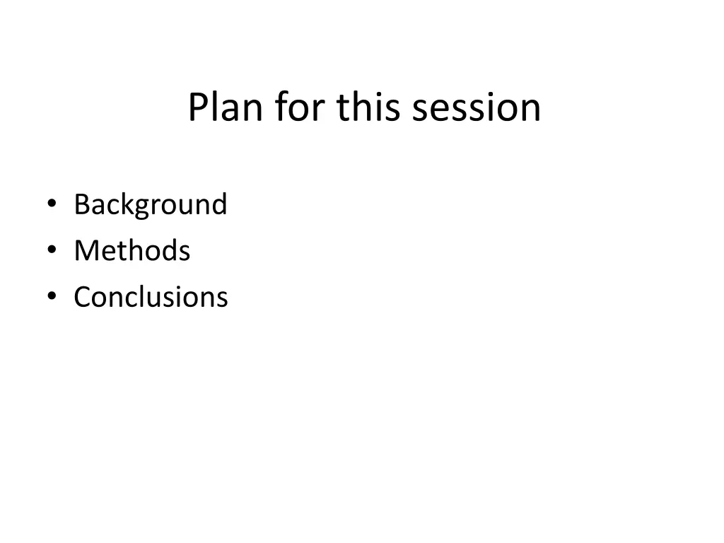 plan for this session