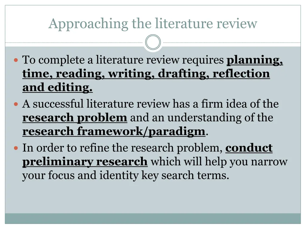 approaching the literature review 1