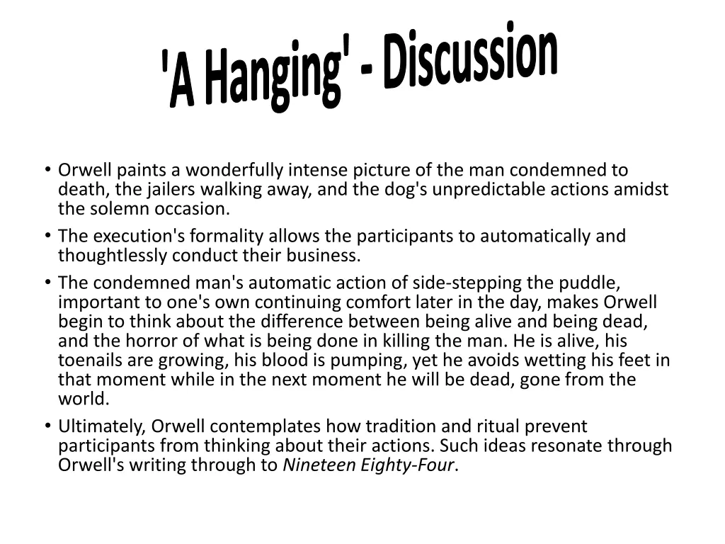 a hanging discussion