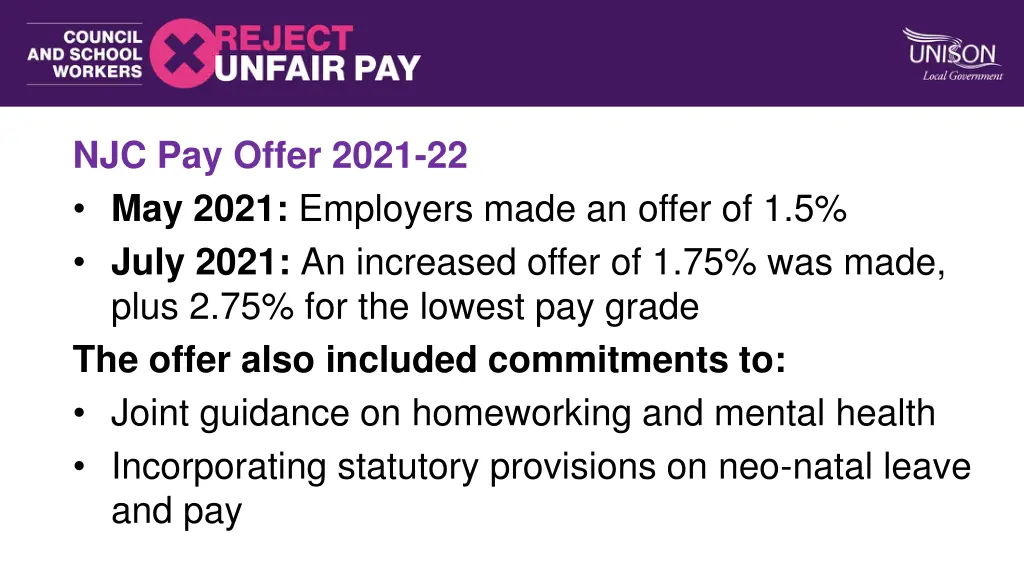 njc pay offer 2021 22 may 2021 employers made