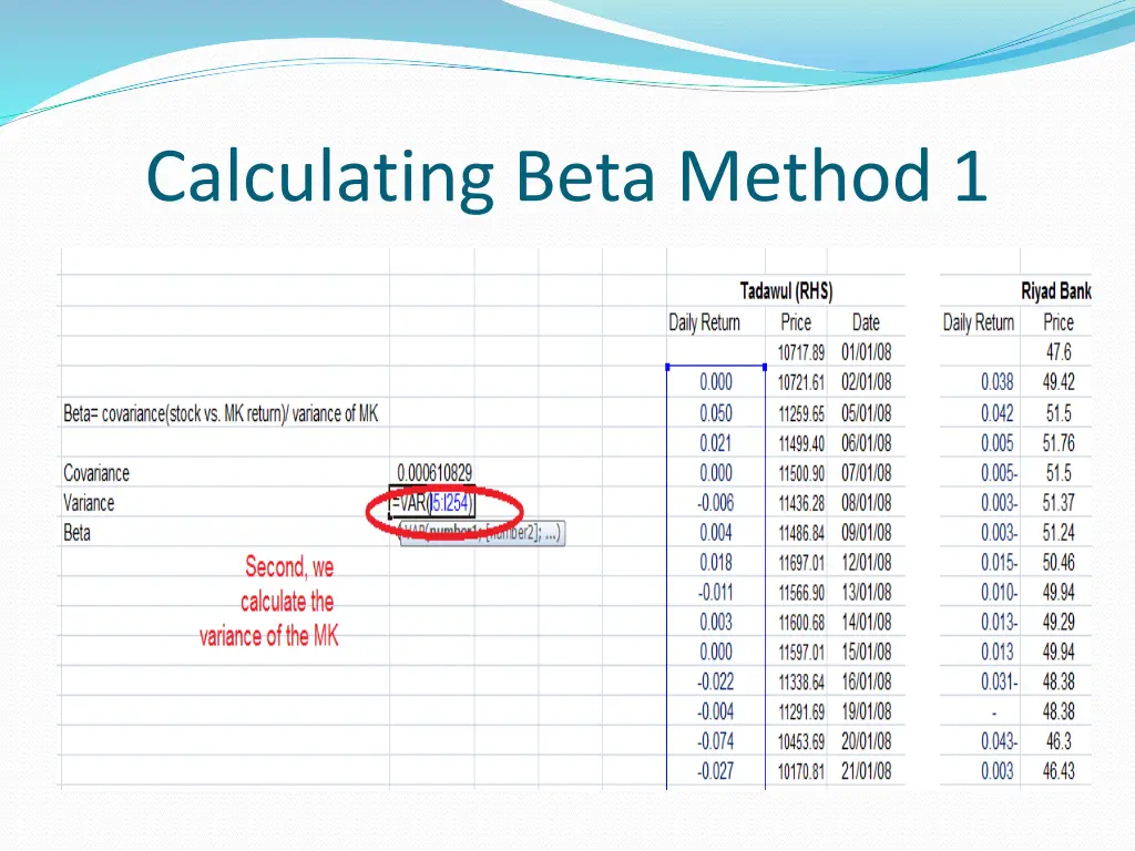 calculating beta method 1 1