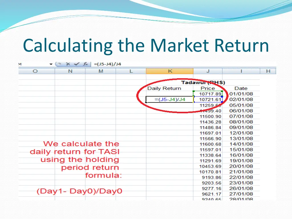 calculating the market return