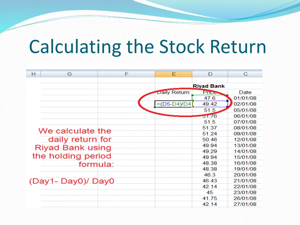 calculating the stock return