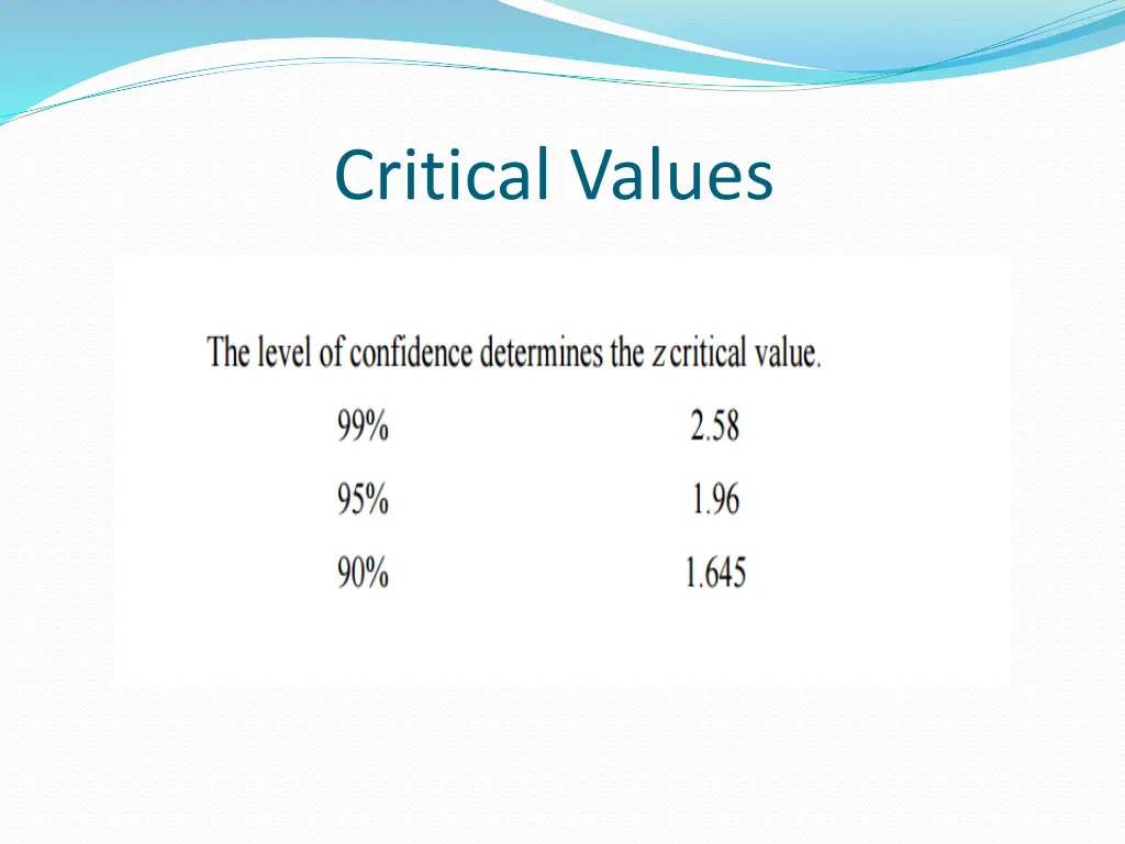 critical values